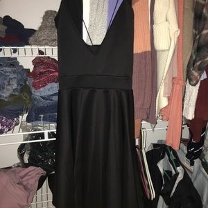 strappy plunge neck skater dress